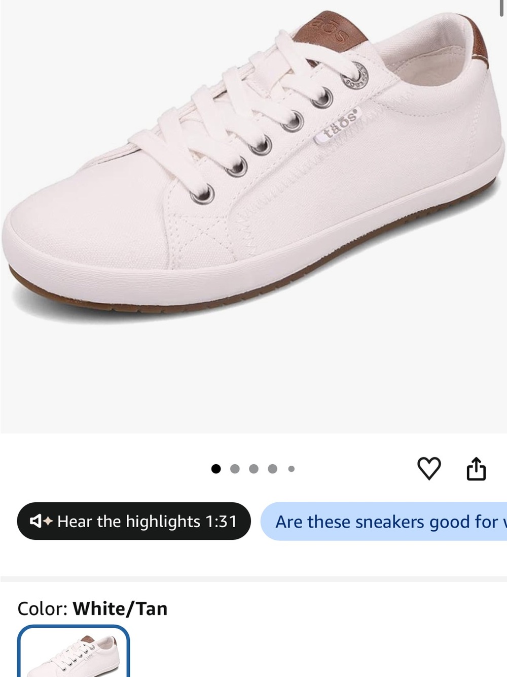 Taos Footwear White and Tan Low-Top Canvas Sneaker